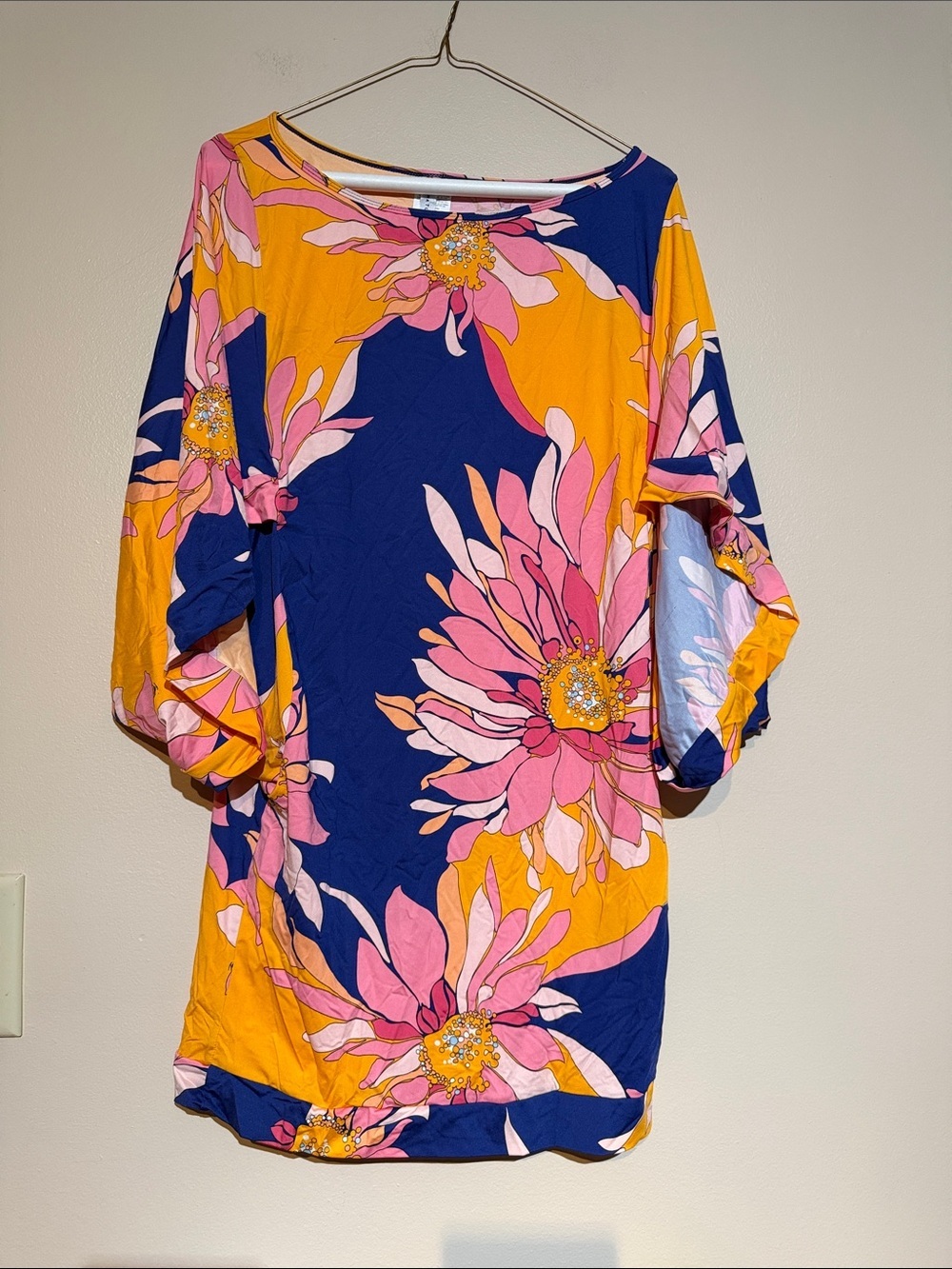 Trina Turk Navy, Pink & Mustard Floral Tunic